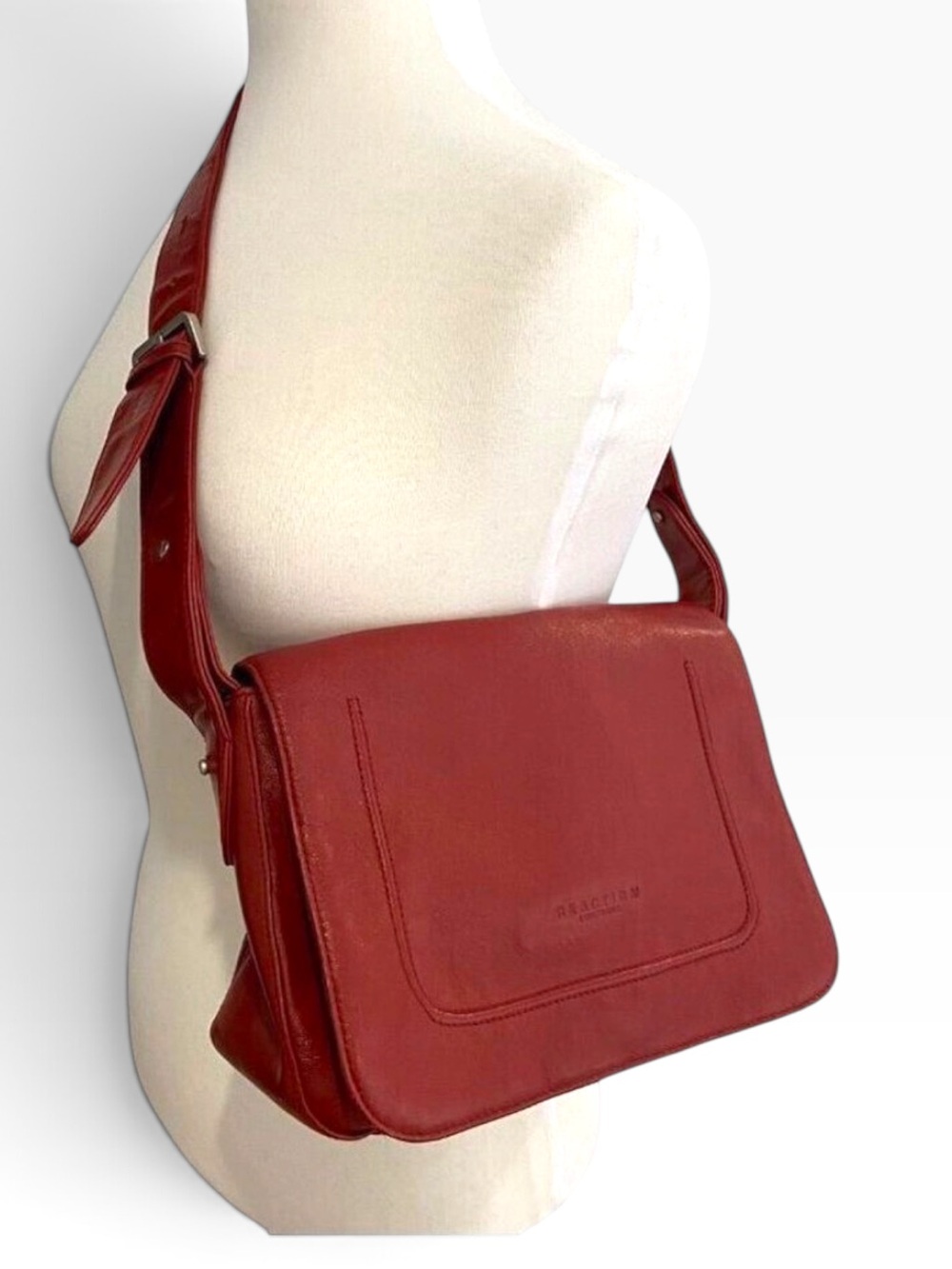 Kenneth Cole Reaction Red vegan Leather Shoulder Bag With Adjustable Strap